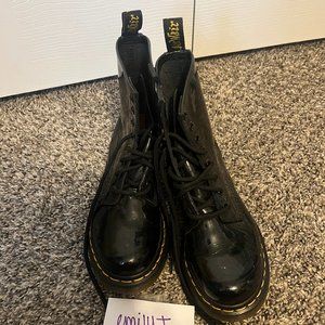 Doc Martens Boots Patent Leather Shiny Black Size 6 Women's Like New
